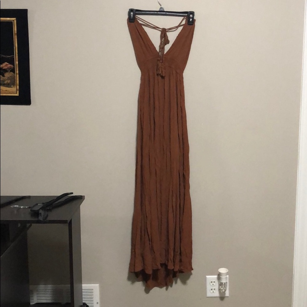 rust orange sleeveless dress